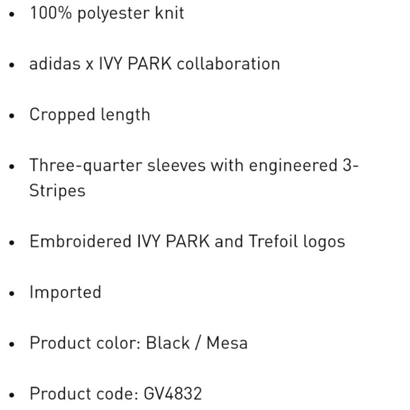 adidas x IVY PARK Black Knit Crop Top - Picture 7 of 7